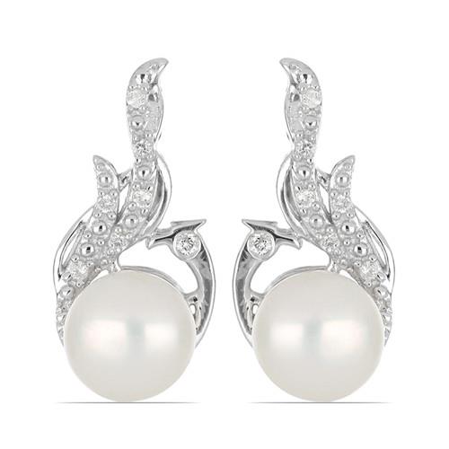 BUY STERLING SILVER NATURAL WHITE FRESHWATER PEARL GEMSTONE EARRINGS